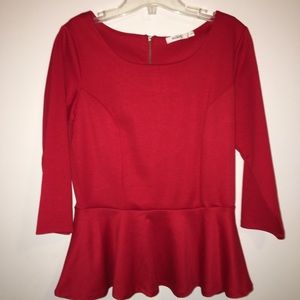 Ricki’s Red Peplum 3/4 Length top